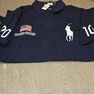 Ralph Lauren Blue and White Polo Shirt with Classic Logo